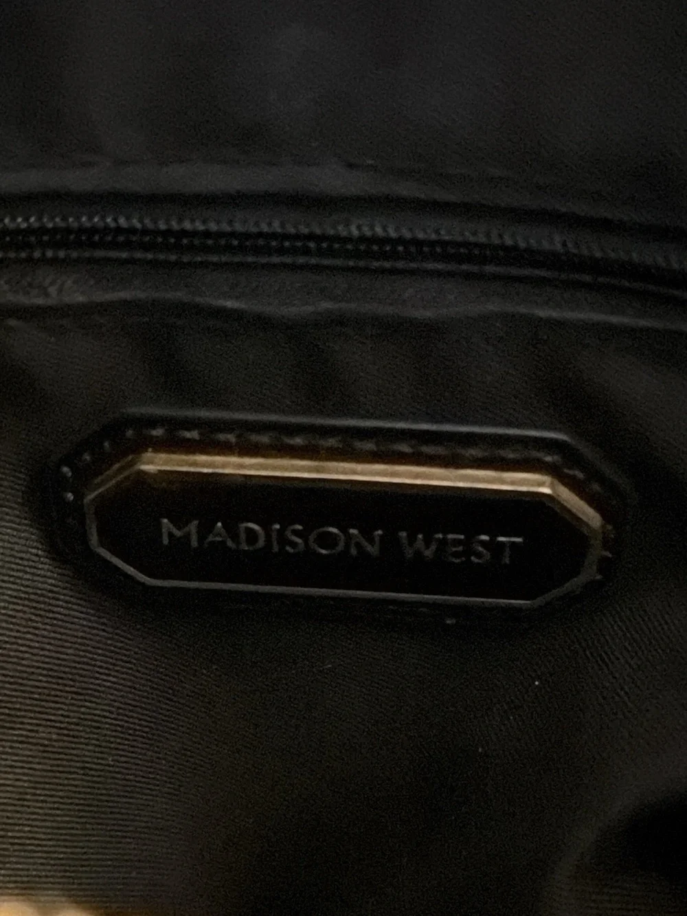 Madison West Black Shoulder Bucket Bag with Gold Hardware